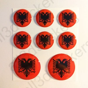 Stickers Albania Gel Domed Resin 3D Flags Albania Vinyl Sticker Decals Helmet - Picture 1 of 2