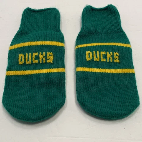 Oregon Ducks Knit Mittens Womans Small Gloves Go Ducks! Green Yellow Football Cover