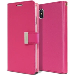 For iPhone X/Xs GOOSPERY Rich Diary Leather Wallet Case HOT PINK - Picture 1 of 3