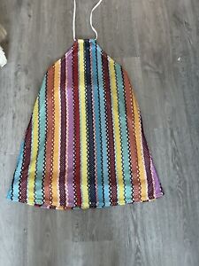 Bnwt boohoo multicoloured halter neck short dress crochet Sz 16 