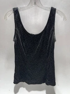 La Nuit Black Spotted Glitter Sparkly Tank Top Camisole Size Medium - Picture 1 of 4