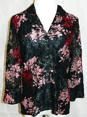 Chaqueta Blazer INC International Concepts Petite Floral Encaje Manga 3/4 Mediana Foto 1 de 4