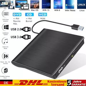 Externes DVD Laufwerk USB 2.0/3.0 Brenner CD DVD-RW Brenner für PC Laptop Mac OS - Bild 1 von 12