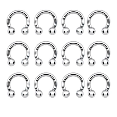Wholesale 12 PCS 10G Horseshoe Circular Barbells Ear Lip Nose Piercings Jewelry - Image 1 of 4