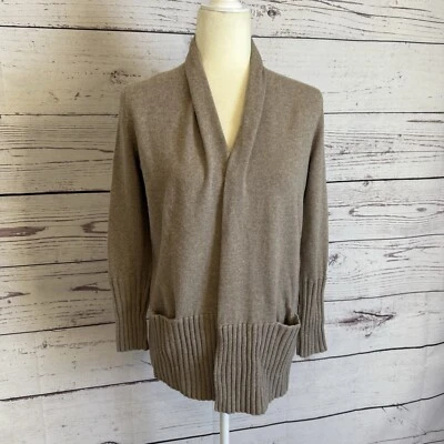 Cárdigan Banana Republic para mujer MP suéter tostado abierto pico oculto bolsillos encogidos de hombros Foto 1 de 4