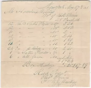 1843 Recibo de facturas escrito a mano papel satinado Johnston Vermont American Billhead - Imagen 1 de 1