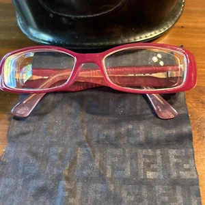 Fendi Authentic Pink Logo Eyeglasses Frames Only  Case Cloth + Italy Cold Insert - Picture 1 of 7