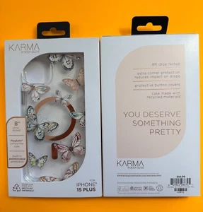 Karma by Body Glove Pink Butterflies with MagSafe Case For iPhone 15 Plus NEW - Picture 1 of 2