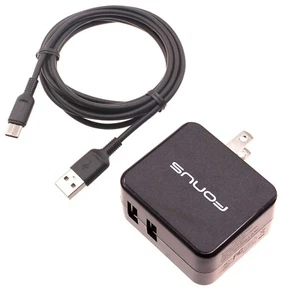 Home Charger 17W 2-Port USB 3.4A Type-C Cable 6ft Power Adapter for Cell Phones - Picture 1 of 6