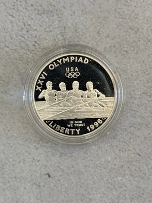 1996 P Atlanta Olympics Rowing Silver Commemorative $1 Uncirculated Coin #10G38 - Image 1 of 2