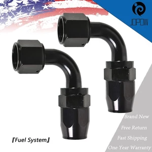 Black 2Pcs 10AN AN10 90° 90 Dgree Fuel Swivel Fitting Hose End Oil Fuel Adaptor - Picture 1 of 7