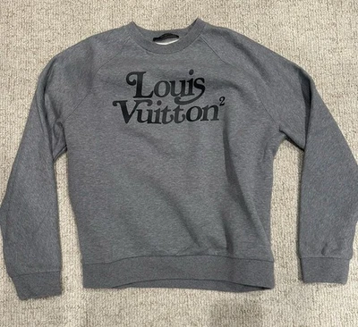 Sudadera grande de algodón con estampado de logotipo gris Louis Vuitton x Nigo Foto 1 de 4