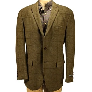 Polo Ralph Lauren Tweed Wool Blazer Plaid Jacket Elbow Patches Sz 44L NWT $1695 - Picture 1 of 7