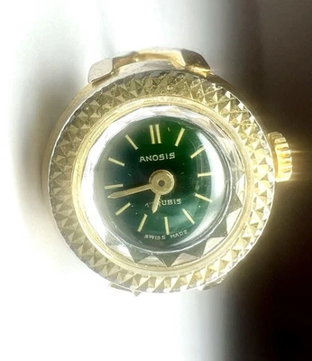 Reloj Anillo Anosis Talla 7.75 17mm Esfera Verde Tono Dorado Cuerda Manual Funciona De Colección LEER Foto 1 de 4