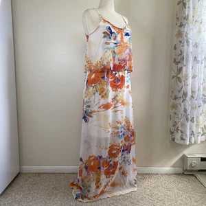Liberty Love langes Maxi-Sonnenkleid mit Spaghettiträgern tropisch Urlaub. Große - Bild 1 von 12