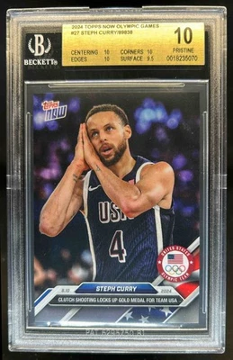 2024 Topps Now Juegos Paralímpicos Paralímpicos Steph Curry Prístino #27 EE. UU. BGS 10 Foto 1 de 2