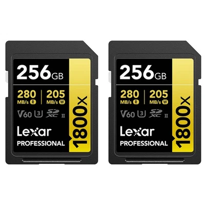 Lexar GOLD Series Professional 1800x 256GB UHS-II SDXC Memory Card, 2-Pack - Image 1 of 4
