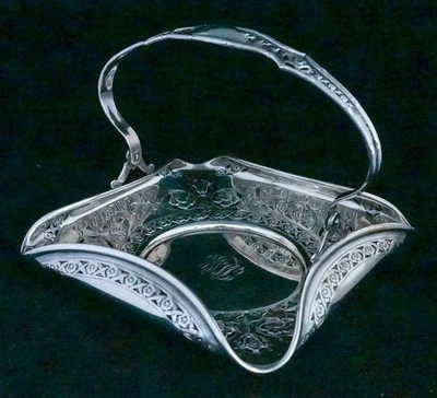 "Magnífico pañuelo antiguo de madera de 1896 cesta de novia 7x7x6""" Foto 1 de 4