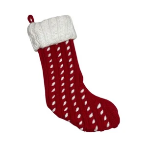 Wondershop Cable Knit Christmas Stocking Red With White Cuff 18" - Picture 1 of 14