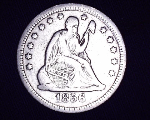 1856 P Silver Seated Liberty Quarter V-1 Resumed No Arrows #S104 Cover