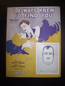 I Always Knew I'd Find You Sheet Music Vintage 1927 Paul Whiteman Mabel Wayne (O - Picture 1 of 5