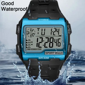 Square Mens Digital Watch Outdoor Sports Multi-Function LED Waterproof Watches - Picture 1 of 23
