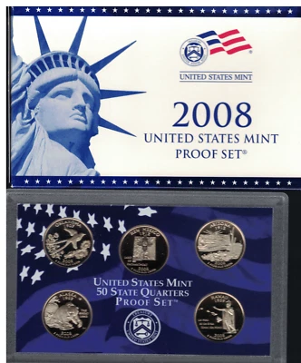 2008 UNITED STATES MINT PROOF SET 14 COINS 2010 2005 SETS - Image 1 of 4