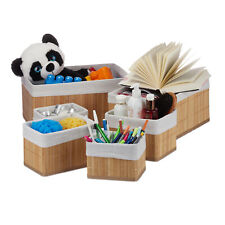 Set Bamboo Storage Baskets Shelf Boxes Organiser Make-up Toys Crafts Sizes Home