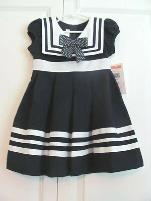 NUEVO CON ETIQUETAS VESTIDO 3T BONNIE JEAN NIÑA NÁUTICO AZUL Y BLANCO LÍNEA A Foto 1 de 4