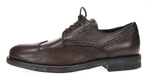 AQUATALIA Mens Dark Brown Leather Almond Toe Lace Up Oxfords Shoes Size 8.5 - Picture 1 of 6