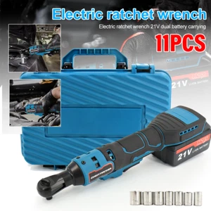Electric Cordless Right Ratchet 3/8'' 90° Angle Wrench Power w/2 Battery&Charger - Picture 1 of 14