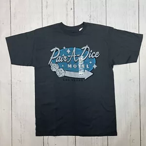 ⚡️Las Vegas Pair-A-Dice Motel Size M Charcoal Gray Short Sleeve T-Shirt - Picture 1 of 8