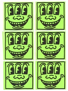 6 Keith Haring Three Eye Face 1982 Pop Shop Stickers Original Backing Brand New - Imagen 1 de 4