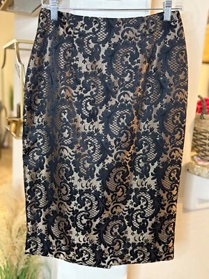 Falda para mujer Worthington dorada y negra brocada talla 6 NUEVA Foto 1 de 3