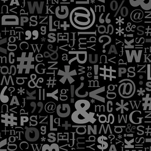 BTHY Type Cast Grey Glyphs on Black Cotton Fabric By 1/2 Yard Windham Fabric - Picture 1 of 2