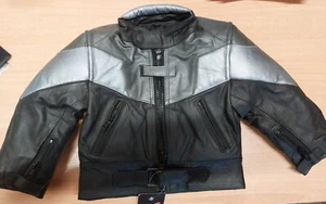 Baby Biker Champ Kids Toddler Childs Soft Leather Biker Style Jacket Silver - T - Picture 1 of 2