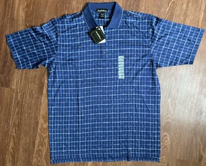 Polo Arnold Palmer uomo grande blu a quadri abbigliamento sportivo con bottoni - Foto 1 di 6