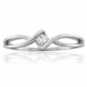 1/10 Carat TW , Channel-Set 10K White Gold Princess-cut Diamond Promise Ring