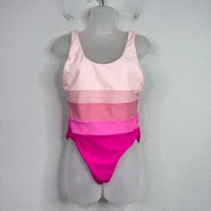 Lovers + Friends Swimsuit Womens L Southbeach Pink Cotton Stripe One-Piece Beach - Picture 1 of 6