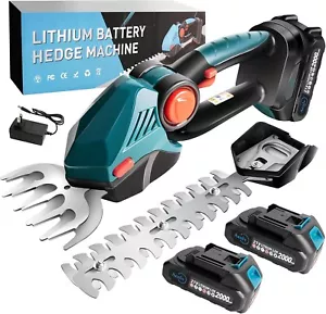 Cordless Hedge Trimmer ,2-in-1 Electric Handheld Grass Shear Cutter with 21V 2. - Picture 1 of 7