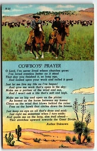 Postcard Linen The Cowboys' Prayer UNP - Imagen 1 de 2