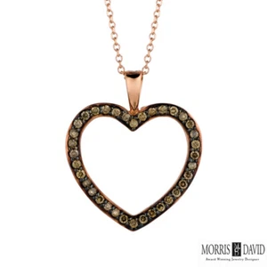 0.33 Carat Champagne Diamond Heart Necklace 14K Rose Gold 18'' chain - Picture 1 of 1