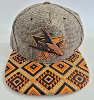 Zephyr NHL San Jose Sharks Tweed Azteca 100% Lana Sombrero Edición Limitada Espalda a Presión Foto 1 de 4