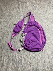 Eddie Bauer RipStop shoulder sling crossbody backpack bag Purple Walk Hike - Picture 1 of 6