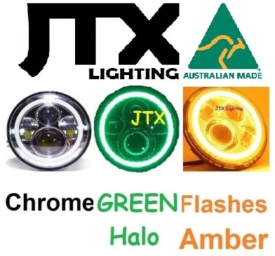JTX 7" CHROME Green/Amber  Suits Austin Sprite Bugeye Frogeye 3000 Mk1 Mk2 100 - Image 1 of 4