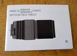 MINOLTA Rokkor-X Leises/Linsen Depth of field tables/Tiefenschärfetabellen/engl. - Bild 1 von 6