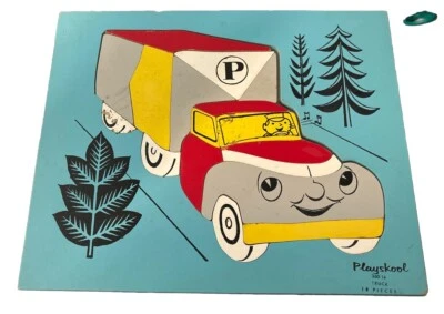 Vintage Playskool Truck #360-14 Wooden 18 Piece Puzzle includes cardboard tray - Image 1 of 4