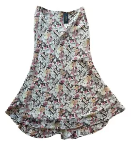 POLO Ralph Lauren Brown Floral Print Chiffon Midi Skirt Size 14 New With Tag - Picture 1 of 5