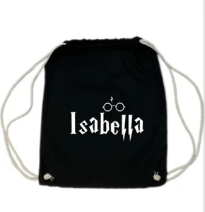 Personalisierter PE Schuh Sport Baumwolle Kordelzug Tasche schwarz Name schwarz Harry Potter - Bild 1 von 14