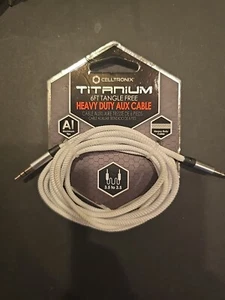 White Celltronix Titanium 6ft Tangle Free HD AUX Cable, 3.5mm to 3.5mm - Picture 1 of 2